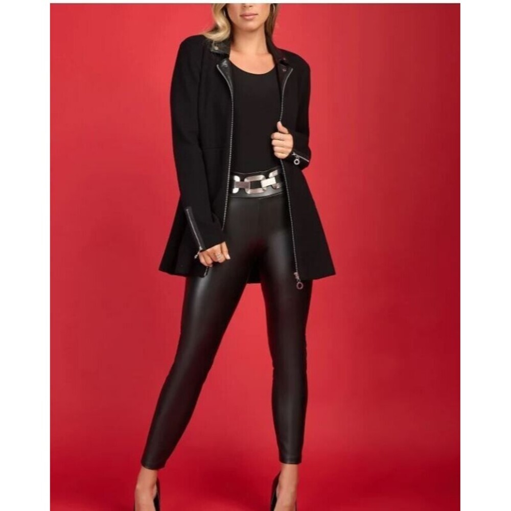 Frank Lyman Montreal NWT Faux Leather Leggings 213684 Black Retail $159 Size 4